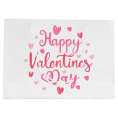 Happy Valentine's Day Elegantes Skript Rosa Herzen Große Geschenktüte (Rückseite)