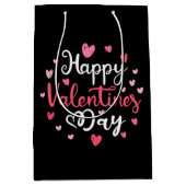 Happy Valentine's Day Elegantes Skript Rosa Herzen Mittlere Geschenktüte (Vorderseite)