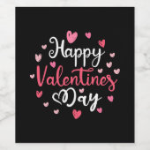 Happy Valentine's Day Elegantes Skript Rosa Herzen Weinetikett (Einzelnes Label)