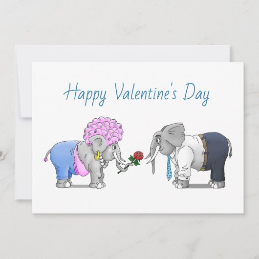 Happy Valentines Day Elephants Feiertagskarte (Vorderseite)