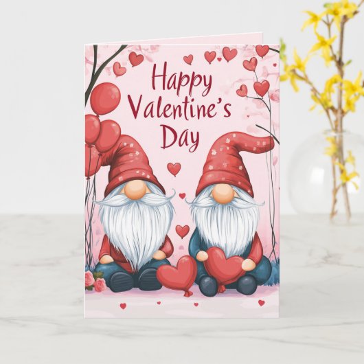 Happy Valentines Day Elf mit Herz Karte (Gelbe Blume)