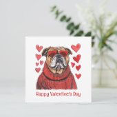 Happy Valentines Day English Bulldog Feiertagskarte (Stehend Vorderseite)
