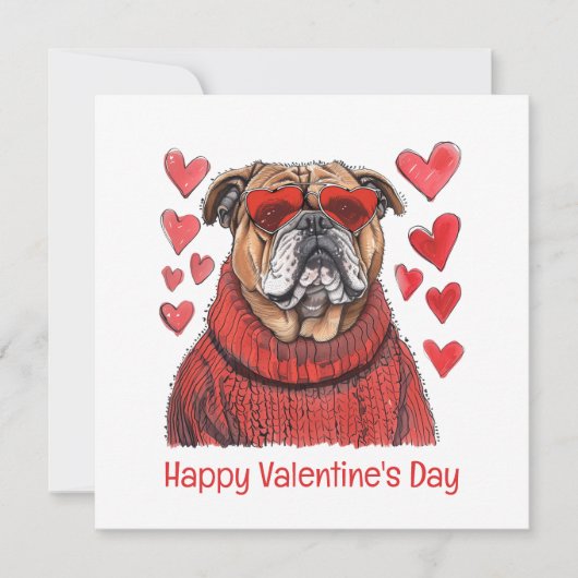 Happy Valentines Day English Bulldog Feiertagskarte (Vorderseite)