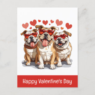Happy Valentines Day English Bulldog Postkarte