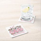 Happy Valentines Day English Bulldog Rechteckiger Pappuntersetzer (Vor Ort)