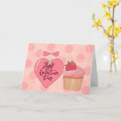 Happy Valentine's Day Erdbeere Cupcake Karte (Gelbe Blume)