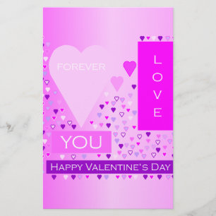 Happy Valentine's Day Forever Love Hört rosa Briefpapier