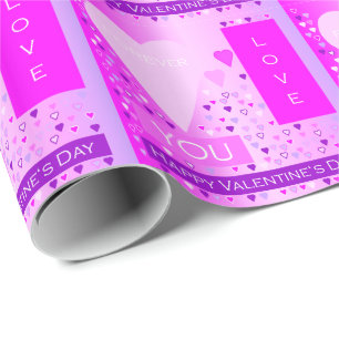Happy Valentine's Day Forever Love Hört rosa Geschenkpapier