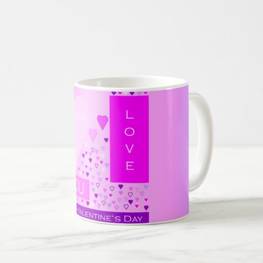 Happy Valentine's Day Forever Love Hört rosa Kaffeetasse (VorderseiteRechts)