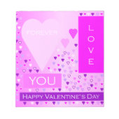 Happy Valentine's Day Forever Love Hört rosa Notizblock (Vorderseite)