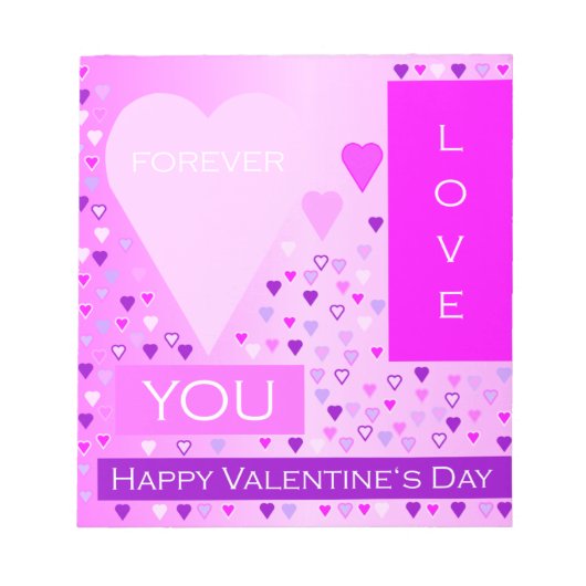 Happy Valentine's Day Forever Love Hört rosa Notizblock (Vorderseite)