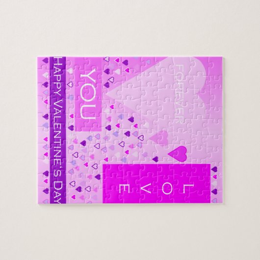 Happy Valentine's Day Forever Love Hört rosa Puzzle (Horizontal)