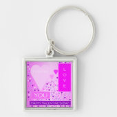 Happy Valentine's Day Forever Love Hört rosa Schlüsselanhänger (Vorne)