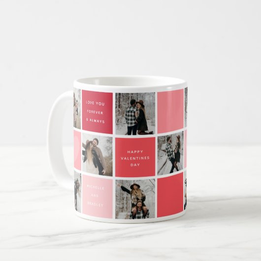 Happy Valentines Day Foto Grid Couples Kaffeetasse (Vorderseite Links)