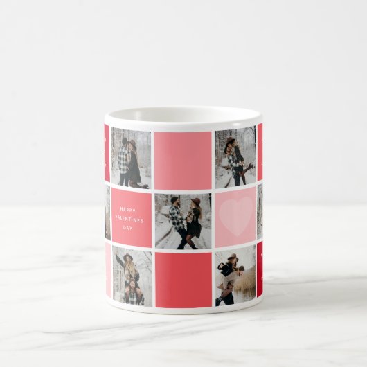 Happy Valentines Day Foto Grid Couples Kaffeetasse (Mittel)
