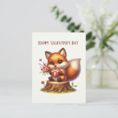 Happy Valentine's Day Fox Feiertagspostkarte (Stehend Vorderseite)
