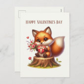 Happy Valentine's Day Fox Feiertagspostkarte (Vorne/Hinten)