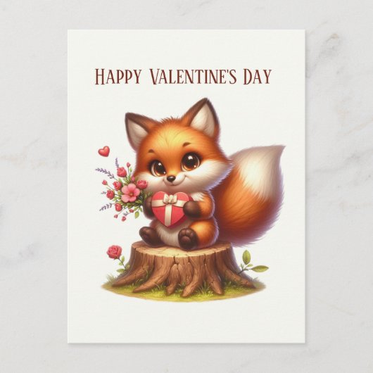 Happy Valentine's Day Fox Feiertagspostkarte (Vorderseite)
