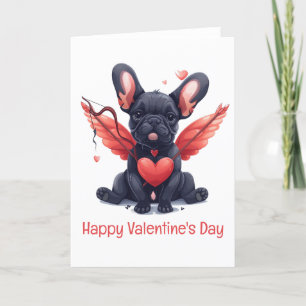 Happy Valentines Day French Bulldog Cupid Feiertagskarte
