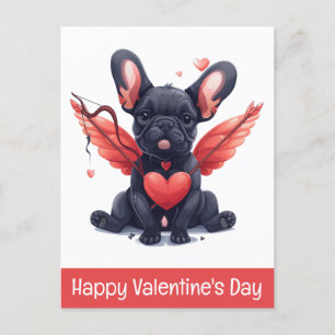 Happy Valentines Day French Bulldog Cupid Postkarte