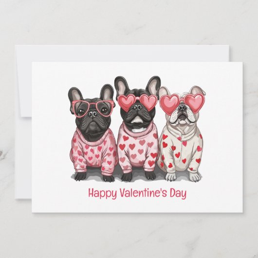 Happy Valentines Day French Bulldog Feiertagskarte (Vorderseite)