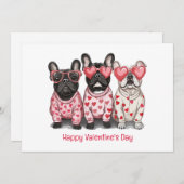 Happy Valentines Day French Bulldog Feiertagskarte (Vorne/Hinten)