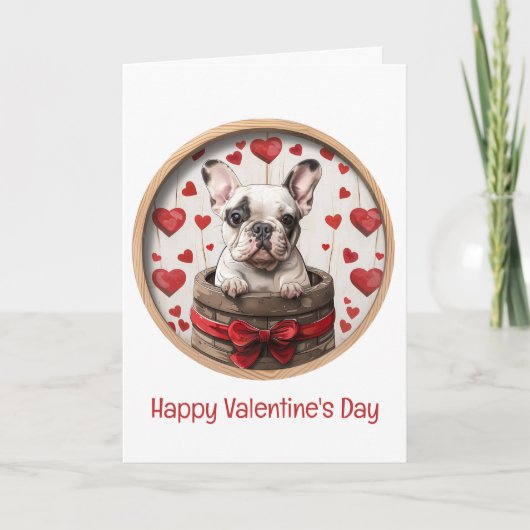 Happy Valentines Day French Bulldog Feiertagskarte (Vorderseite)