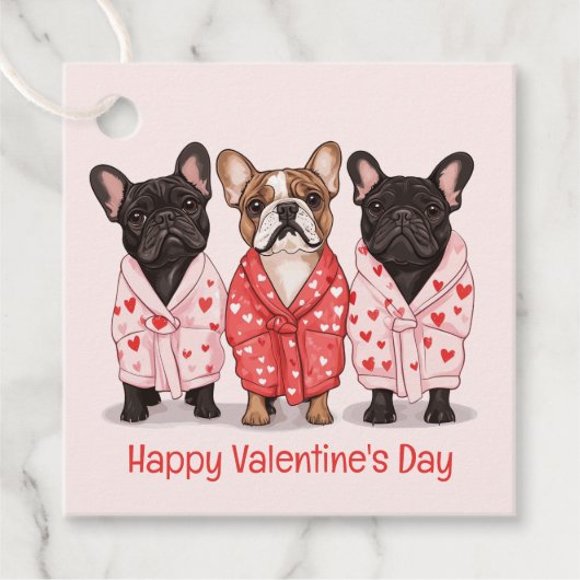 Happy Valentines Day French Bulldog Geschenkanhänger (Vorderseite)