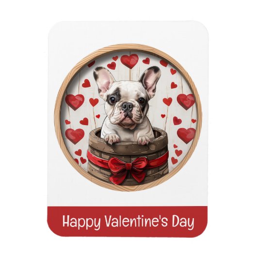 Happy Valentines Day French Bulldog Magnet (Vertikal)