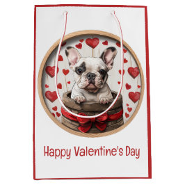 Happy Valentines Day French Bulldog Mittlere Geschenktüte