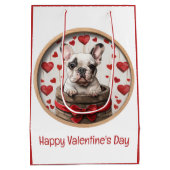 Happy Valentines Day French Bulldog Mittlere Geschenktüte (Rückseite)