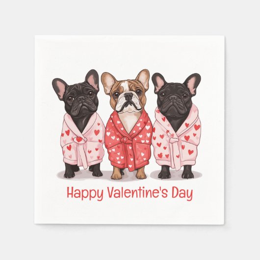 Happy Valentines Day French Bulldog Serviette (Vorderseite)