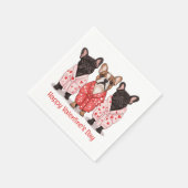 Happy Valentines Day French Bulldog Serviette (Ecke)