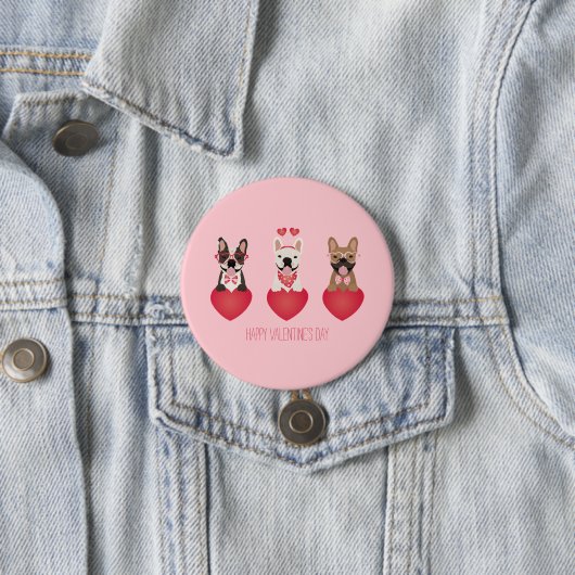 Happy Valentines Day French Bulldogs Button (Beispiel)