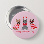 Happy Valentines Day French Bulldogs Button (Vorne & Hinten)