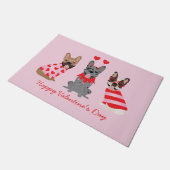 Happy Valentines Day French Bulldogs Fußmatte (Schrägansicht)