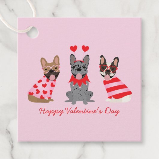 Happy Valentines Day French Bulldogs Geschenkanhänger (Vorderseite)