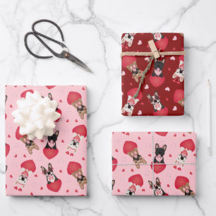 Happy Valentines Day French Bulldogs Geschenkpapier Set