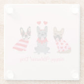 Happy Valentines Day French Bulldogs Glasuntersetzer (Rückseite)