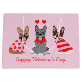 Happy Valentines Day French Bulldogs Große Geschenktüte (Vorderseite)