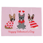 Happy Valentines Day French Bulldogs Große Geschenktüte (Rückseite)