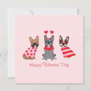 Happy Valentines Day French Bulldogs Karte