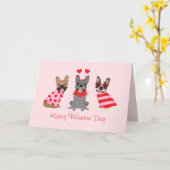 Happy Valentines Day French Bulldogs Karte (Gelbe Blume)
