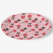 Happy Valentines Day French Bulldogs Pappteller (Schrägansicht)