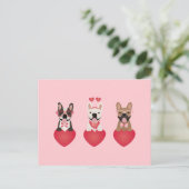 Happy Valentines Day French Bulldogs Postkarte (Stehend Vorderseite)