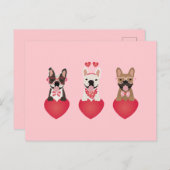 Happy Valentines Day French Bulldogs Postkarte (Vorne/Hinten)