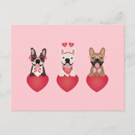 Happy Valentines Day French Bulldogs Postkarte