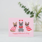 Happy Valentines Day French Bulldogs Postkarte (Stehend Vorderseite)