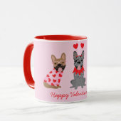 Happy Valentines Day French Bulldogs Tasse (Vorderseite Links)