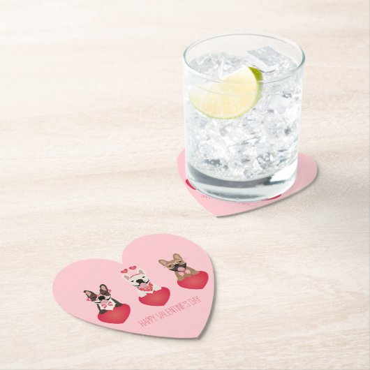 Happy Valentines Day French Bulldogs Untersetzer (Vor Ort)